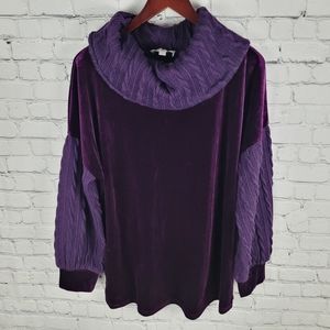 WEEKEND by SUZANNE BETRO | velvet & cable knit cowl neck sweater